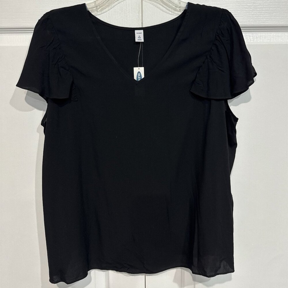 NWT Old Navy Women's Black Flutter Sleeve Top - Size 2X